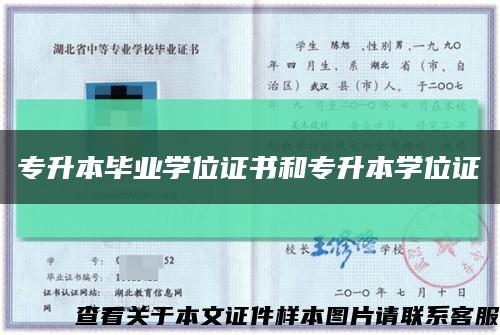 专升本毕业学位证书和专升本学位证缩略图