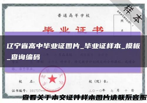 辽宁省高中毕业证图片_毕业证样本_模板_查询编码缩略图
