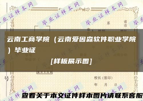 云南工商学院（云南爱因森软件职业学院）毕业证
[样板展示图]缩略图