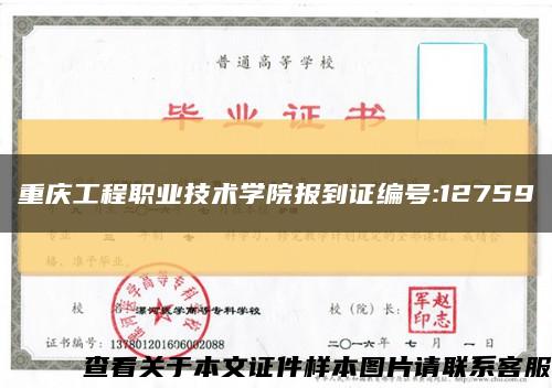 重庆工程职业技术学院报到证编号:12759缩略图