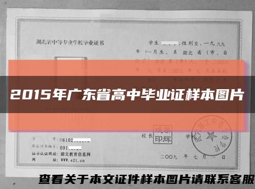 2015年广东省高中毕业证样本图片缩略图