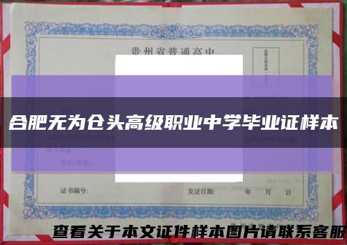 合肥无为仓头高级职业中学毕业证样本缩略图