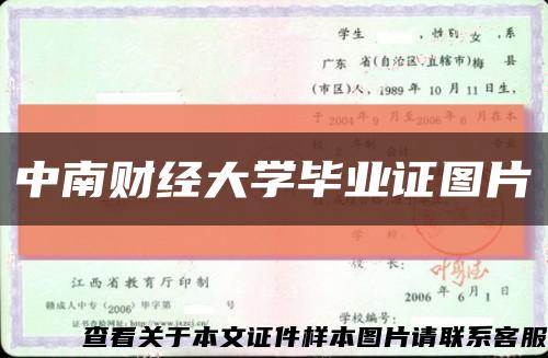 中南财经大学毕业证图片缩略图