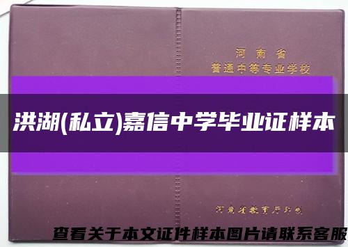 洪湖(私立)嘉信中学毕业证样本缩略图