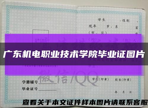 广东机电职业技术学院毕业证图片缩略图