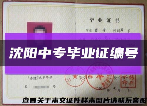 沈阳中专毕业证编号缩略图