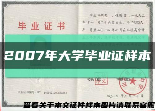 2007年大学毕业证样本缩略图