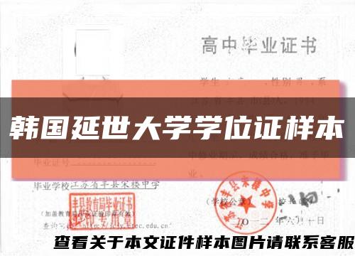 韩国延世大学学位证样本缩略图