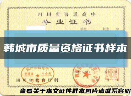 韩城市质量资格证书样本缩略图