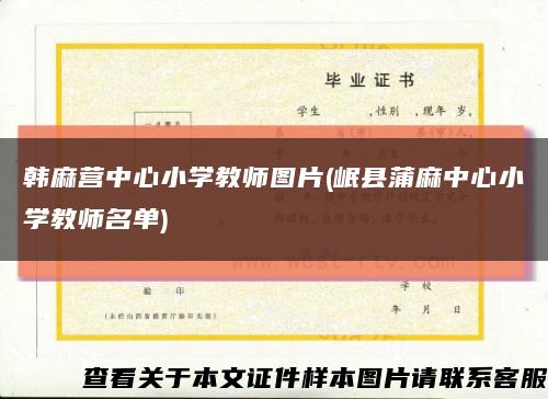 韩麻营中心小学教师图片(岷县蒲麻中心小学教师名单)缩略图