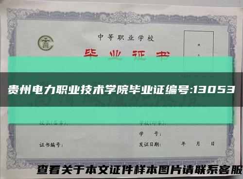 贵州电力职业技术学院毕业证编号:13053缩略图