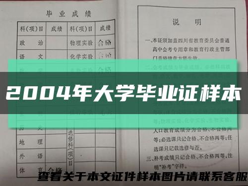 2004年大学毕业证样本缩略图