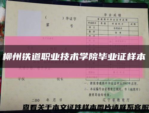 柳州铁道职业技术学院毕业证样本缩略图