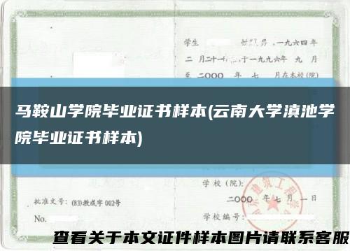 马鞍山学院毕业证书样本(云南大学滇池学院毕业证书样本)缩略图
