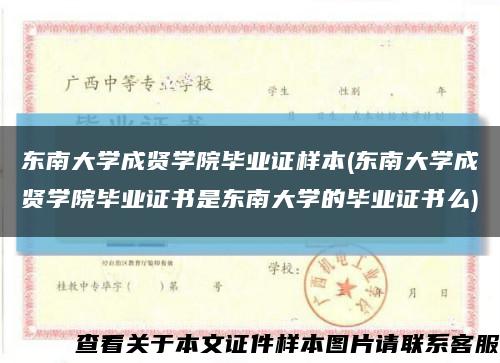 东南大学成贤学院毕业证样本(东南大学成贤学院毕业证书是东南大学的毕业证书么)缩略图