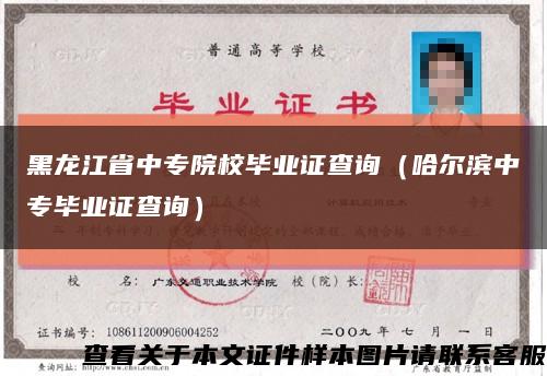 黑龙江省中专院校毕业证查询（哈尔滨中专毕业证查询）缩略图