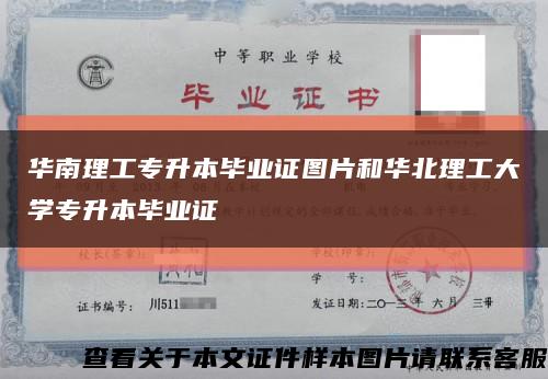 华南理工专升本毕业证图片和华北理工大学专升本毕业证缩略图
