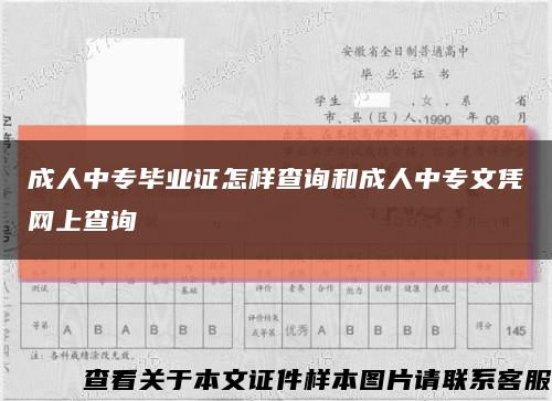 成人中专毕业证怎样查询和成人中专文凭网上查询缩略图