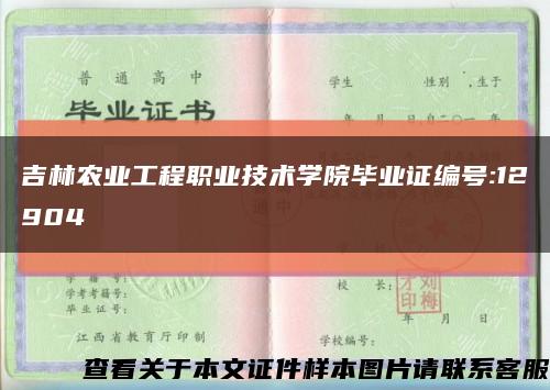 吉林农业工程职业技术学院毕业证编号:12904缩略图