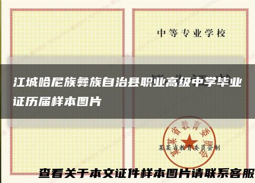 江城哈尼族彝族自治县职业高级中学毕业证历届样本图片缩略图