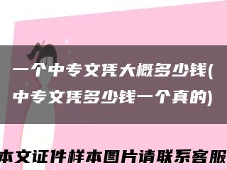 一个中专文凭大概多少钱(中专文凭多少钱一个真的)缩略图