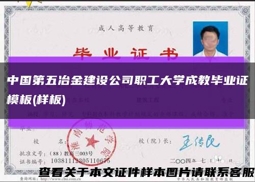 中国第五冶金建设公司职工大学成教毕业证模板(样板)缩略图