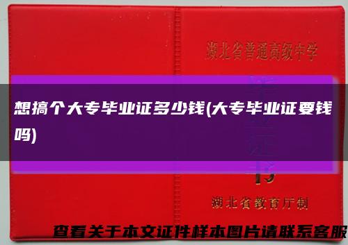 想搞个大专毕业证多少钱(大专毕业证要钱吗)缩略图