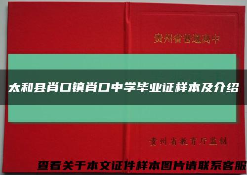 太和县肖口镇肖口中学毕业证样本及介绍缩略图