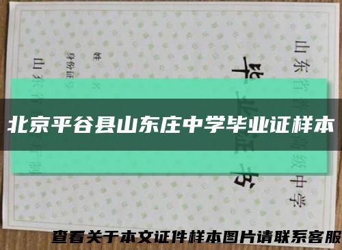 北京平谷县山东庄中学毕业证样本缩略图
