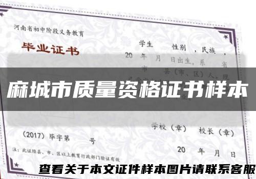 麻城市质量资格证书样本缩略图