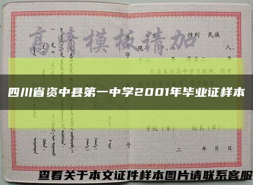 四川省资中县第一中学2001年毕业证样本缩略图