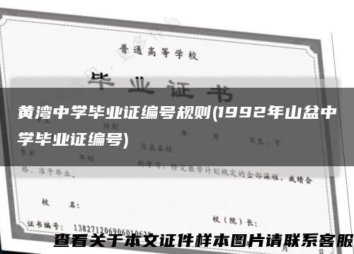 黄湾中学毕业证编号规则(1992年山盆中学毕业证编号)缩略图