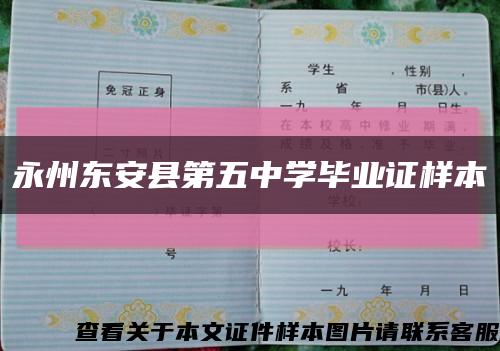 永州东安县第五中学毕业证样本缩略图