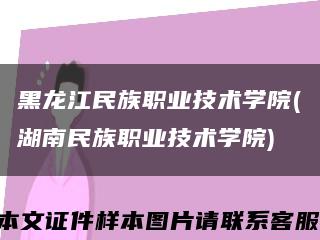 黑龙江民族职业技术学院(湖南民族职业技术学院)缩略图