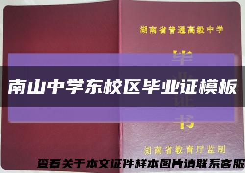 南山中学东校区毕业证模板缩略图