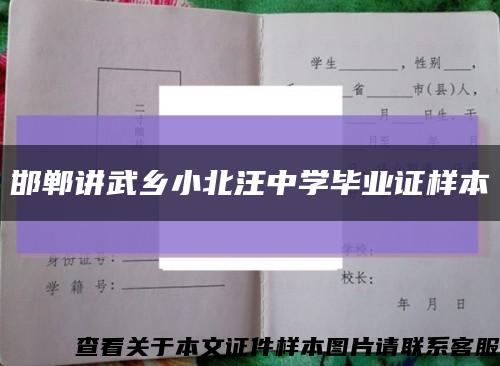 邯郸讲武乡小北汪中学毕业证样本缩略图