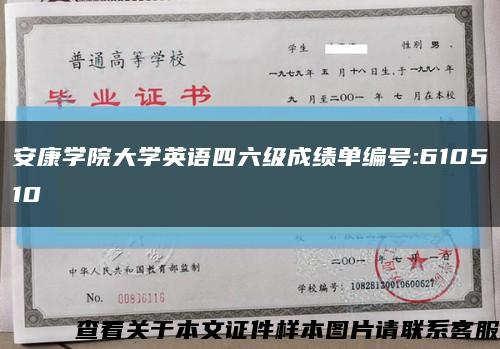 安康学院大学英语四六级成绩单编号:610510缩略图