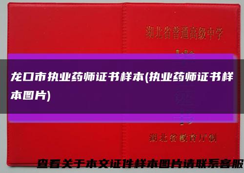 龙口市执业药师证书样本(执业药师证书样本图片)缩略图