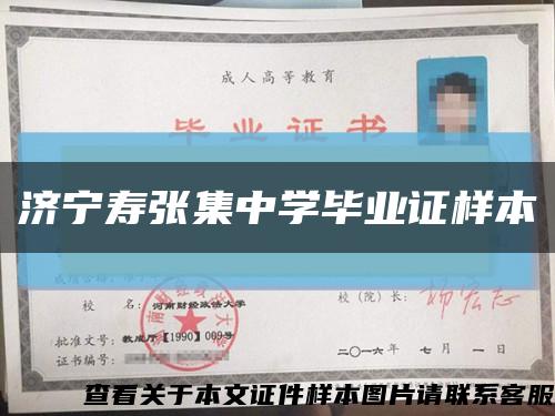 济宁寿张集中学毕业证样本缩略图