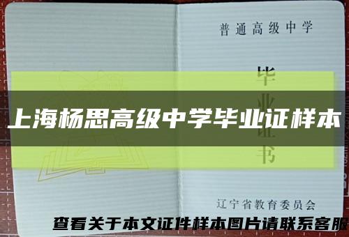 上海杨思高级中学毕业证样本缩略图