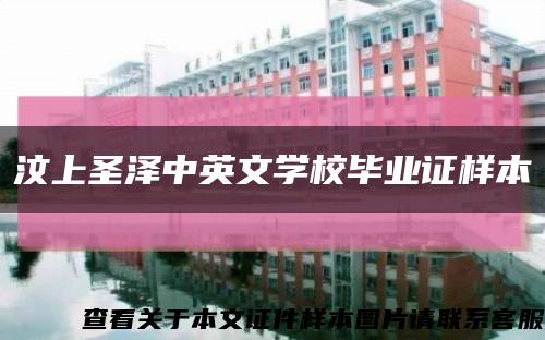 汶上圣泽中英文学校毕业证样本缩略图