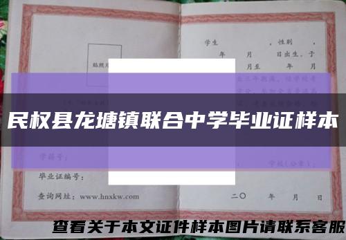 民权县龙塘镇联合中学毕业证样本缩略图