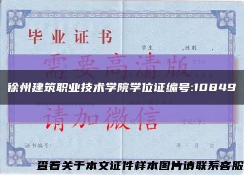徐州建筑职业技术学院学位证编号:10849缩略图