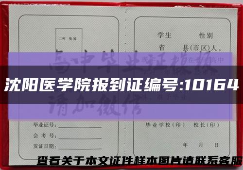 沈阳医学院报到证编号:10164缩略图