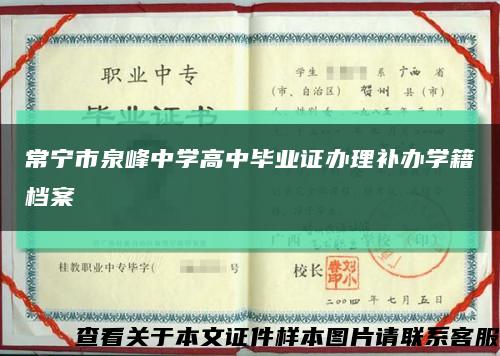 常宁市泉峰中学高中毕业证办理补办学籍档案缩略图