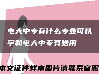 电大中专有什么专业可以学和电大中专有啥用缩略图