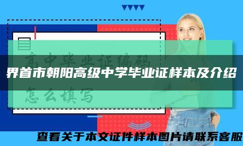 界首市朝阳高级中学毕业证样本及介绍缩略图