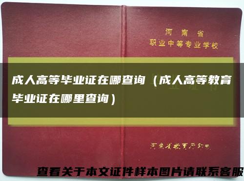 成人高等毕业证在哪查询（成人高等教育毕业证在哪里查询）缩略图