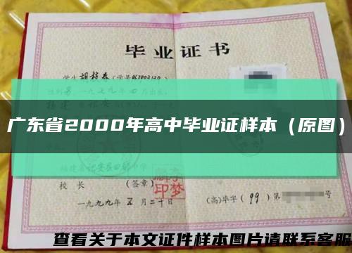 广东省2000年高中毕业证样本（原图）缩略图