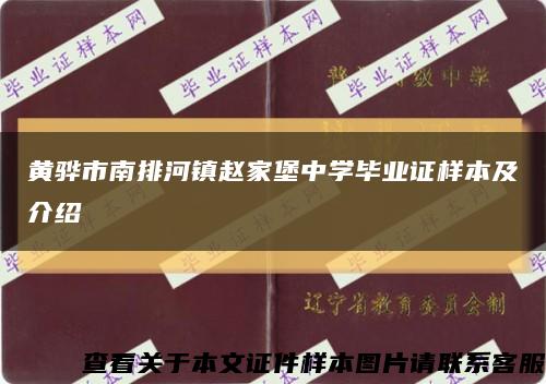 黄骅市南排河镇赵家堡中学毕业证样本及介绍缩略图
